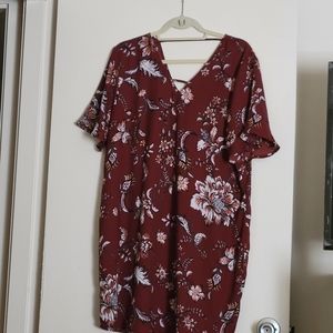 Maurices black red and white XL knee high short sleeve dress